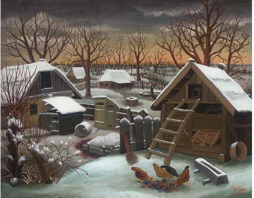 Quadro Village do pintor Ivan Generalic